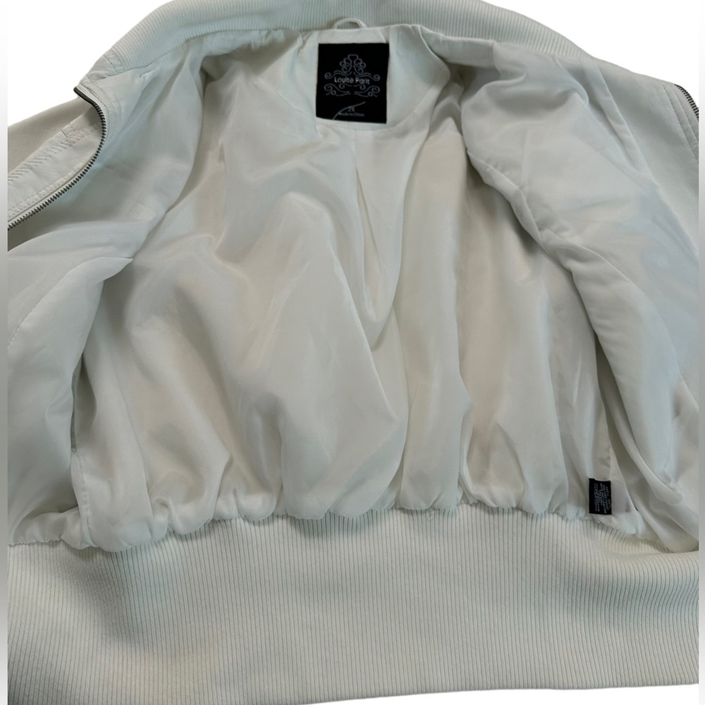 Louis Paris White Faux Leather Zip Up Bomber Jacket Size 2X - Picture 7 of 17